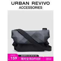 URBAN REVIVO2023夏季新款男士潮流三角印大容量斜挎包UAMB32088 黑色