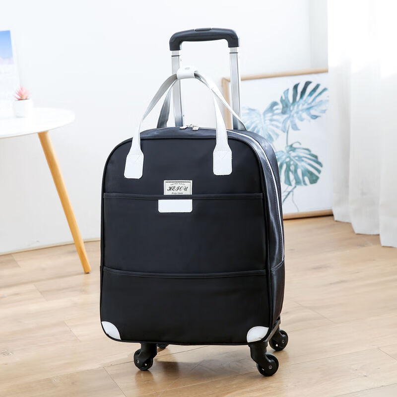 唯璇 带轮子的行李袋行李箱2023新款折叠旅行包女手提旅行袋大容量防 黑色 老款拉杆包41X20X46