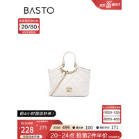 BASTO 百思图 2023秋季新款商场同款时尚菱格水桶包单肩斜跨包女X2987CX3 白色 F