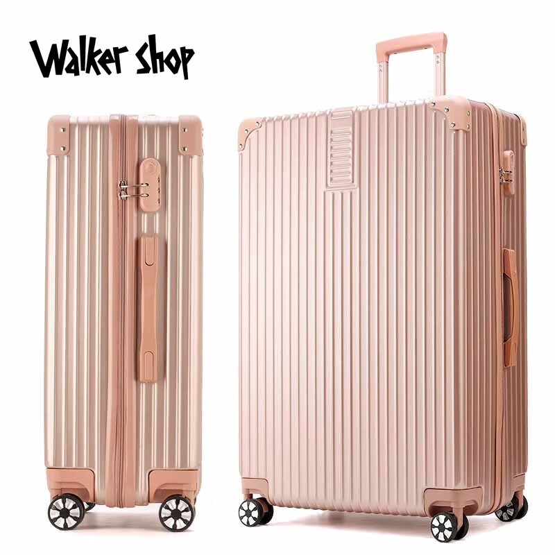 Walker Shop品牌行李箱拉杆箱万向轮结实耐用加厚旅行密码箱大容量拉杆箱 防刮拉链款/玫瑰金 26寸