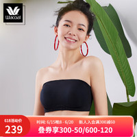 华歌尔（Wacoal）内衣女凉感可拆肩带防滑透气美背软支撑无钢圈抗菌抹胸文胸WC3423 炭黑色 M