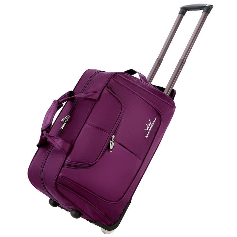 唯璇 带轮子的行李袋拉杆旅行包超轻男出差大容量牛津布折叠学生住宿 紫色 标准版 小号