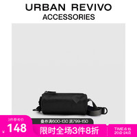 URBAN REVIVO2023夏季新款男士时尚贴片织带黑色斜挎包UAMB32053 黑色