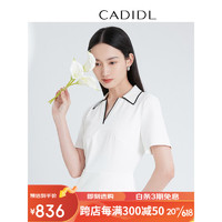 CADIDL卡迪黛尔连衣裙女2023夏装新款通勤短袖气质裙子 白色 S