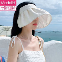 莫代尔（Madallo）防晒帽子女夏季贝壳遮阳帽户外骑行空顶帽遮脸纯色印花空顶帽白色