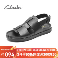 Clarks其乐男士潮流时尚前卫舒适一字带凉鞋夏季休闲男士鞋 黑色 44