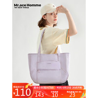 Mr.ace Homme简约百搭托特包女通勤大容量帆布单肩包上课包包手提电脑包 紫