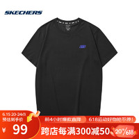 斯凯奇Skechers情侣款吸湿速干凉感运动潮流时尚短袖T恤 L223U094-0018 碳黑 L