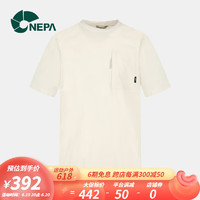 NEPA耐葩户外23年夏季新品男女款宽松弹力梭织圆领短袖T恤7JD5372 象牙白 175/92A