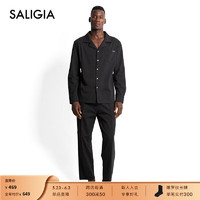 SALIGIA精英商务纯色莫代尔性感古巴领男士男生睡衣套装 缎面莫代尔 细腻光泽 XL