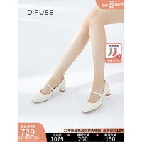 迪芙斯（D:FUSE）女鞋2023秋季新款单鞋女玛丽珍鞋漆面牛皮方头单鞋女DF33111007 气质乳白 34