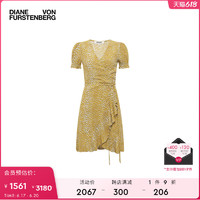 Diane Von Furstenberg DVF女夏季新款日光黄猫纹弹力显瘦裹身连衣裙 EMILIA