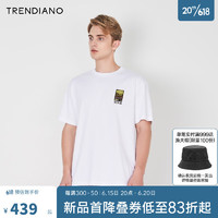 TRENDIANO官方2023新款夏季艺术感刺绣微阔圆领短袖t恤男 漂白000 M