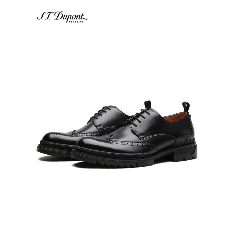 S.T.Dupont都彭手工皮鞋男士正装皮鞋厚底德比鞋透气牛皮23夏季L32150917 黑色 40欧码