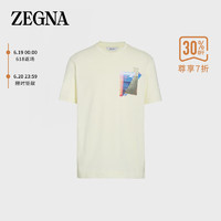 杰尼亚 男士浅黄色棉质短袖T恤VW367-ZZ649T-6T1-L