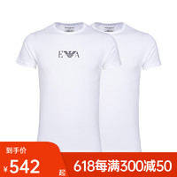 ARMANI阿玛尼男装半袖T恤EA男士纯色打底衫圆领短袖T恤男 白色+白色(共2件) 修身版 L 140-160斤/170-185CM