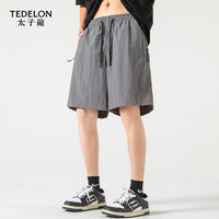 太子龙（TEDELON）短裤男夏季薄款冰丝五分裤子男士休闲宽松直筒沙滩裤 瓦灰色 3XL