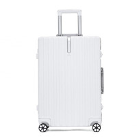 波斯丹顿（BOSTANTEN）万向轮铝框拉杆箱男女大容量行李箱短途出行登机箱商务旅行密码箱 白色 20英寸
