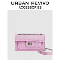 URBAN REVIVO2023夏季新款女士时尚OL风V纹单肩斜挎包UAWB32244 粉红