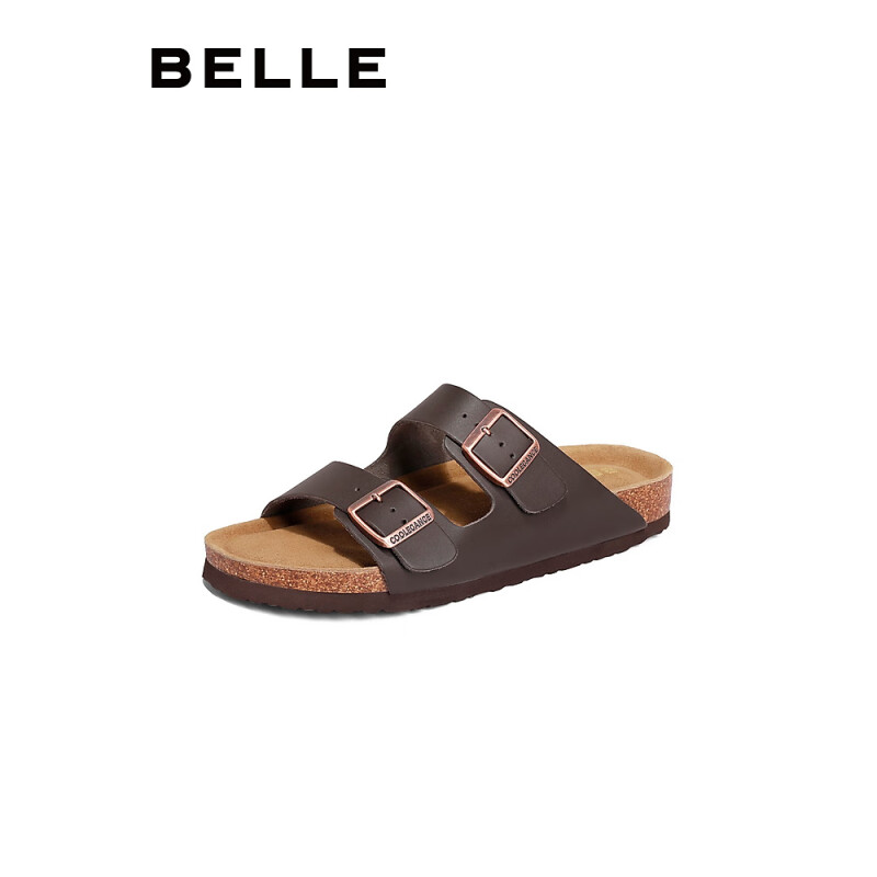 百丽（Belle）618慵懒气质拖鞋男2023夏季新款休闲一脚蹬凉拖A1077BT3 棕色 38