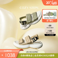 COZY STEPS可至男女款23春夏新品轻氧系列回弹氧气魔术贴厚底凉鞋 (女)奶酪白 37