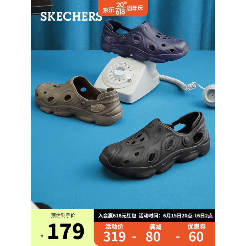 SKECHERS 斯凯奇 2023春泡泡鞋情侣洞洞鞋243201 海军蓝色/NVY 41