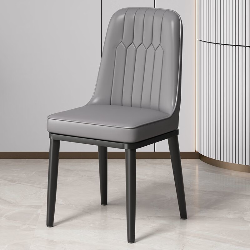 PADEN餐椅餐厅家用皮革歺椅北欧式轻奢现代简约餐客厅座椅靠背餐桌椅子 加固框架-黑腿
