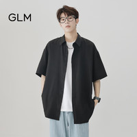 GLM森马集团品牌衬衫男夏季韩版宽松潮流百搭休闲半袖港风 黑色 3XL