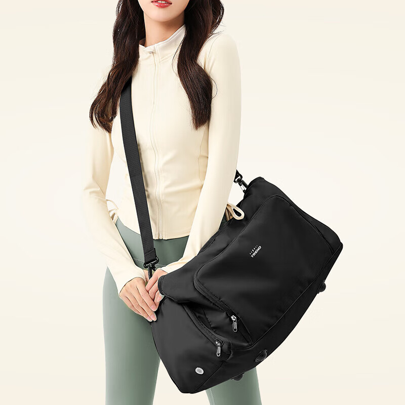 轻骑者男士旅行包手提大容量运动健身包干湿分离游泳斜挎行李包 1636黑