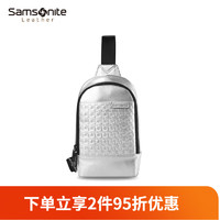 新秀丽（Samsonite） 男士胸包 潮流男斜挎包 银色牛皮单肩包挎包NP1 银色NP1*25002