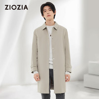 ZIOZIA 春季新品男装中长款单排扣风衣经典卡其色外套 卡其色 100