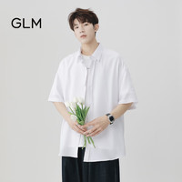 GLM森马集团品牌衬衫男夏季韩版宽松潮流百搭休闲半袖港风 白色 3XL