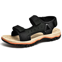 德尔加多（Delocrd）夏季男士大码凉鞋透气轻便耐磨时尚沙滩鞋子 黑色 45