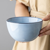 悠瓷（youcci）高颜值窑变餐具家用复古面碗沙拉碗个性菜碗小汤碗商用加厚陶瓷碗 卡宾系列-5.5英寸高碗-蓝色