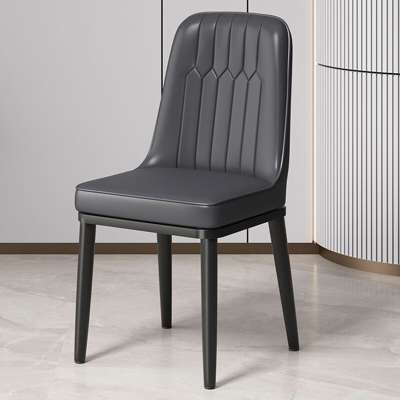PADEN餐椅餐厅家用皮革歺椅北欧式轻奢现代简约餐客厅座椅靠背餐桌椅子 加固框架-黑腿