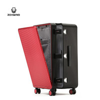 漫游（ROAMING）商务铝镁合金大容量行李箱拉杆箱万向轮金属旅行箱登机箱子男女 黑配红 20英寸-双开款