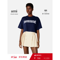 AMIPARIS女士23春夏新款设计师款棉质学院风高腰短袖T恤 491水手蓝 XS