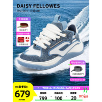 Daisy Fellowes黛西法罗牛仔面包鞋夏季时尚百搭火箭001板鞋情侣同款休闲运动鞋 牛仔蓝 35