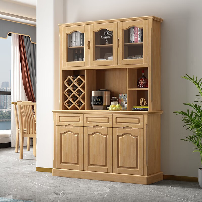 贵妃实木间厅柜客厅玄关柜门厅柜装饰隔断酒柜中式双面屏风现代储物柜 实木组合柜1.2米 原木色