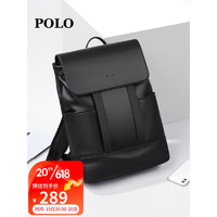 POLO双肩包男士旅行背包男大容量书包15.6英寸笔记本电脑包出差包黑色