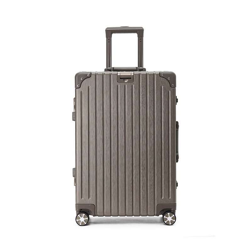 波斯丹顿（BOSTANTEN）万向轮铝框拉杆箱男女大容量行李箱短途出行登机箱商务旅行密码箱 棕色 20英寸