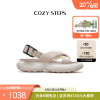 COZY STEPS可至女士23春夏新品轻氧系列回弹氧气鞋卡扣牛皮凉鞋 香草奶白色 37