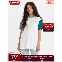Levi's李维斯2023夏季新品女士宽松短袖T恤坠感舒适上衣LOGO印花 白色 L