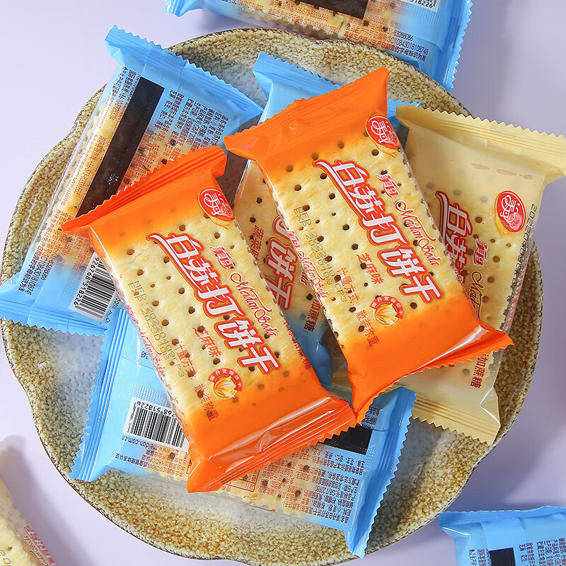 美丹 白苏打饼干 早餐点心零食 不添加蔗糖 多口味饼干独立包装 芝麻味40包