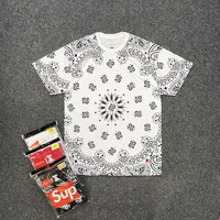 Supreme现货速发  Hanes Bandana Tag 腰果花Logo打底短袖T恤 白腰果花一件 S