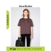 Acne Studios 女士春夏品牌徽标印花圆领短袖T恤上衣AL0135 茄紫色 L