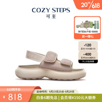 COZY STEPS可至女士23春夏新品轻氧系列回弹氧气鞋魔术贴厚底女式凉鞋拖鞋 暖意灰白 35