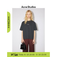 Acne Studios 女士春夏品牌徽标印花圆领短袖T恤上衣AL0135 黑色 XS