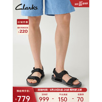 Clarks其乐男鞋自然系列2023夏新品魔术贴革凉鞋舒适透气沙滩鞋 黑色261723327 46