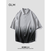 GLM森马集团衬衫男短袖薄款渐变衬衣多穿外套青少年男装 灰色2XL